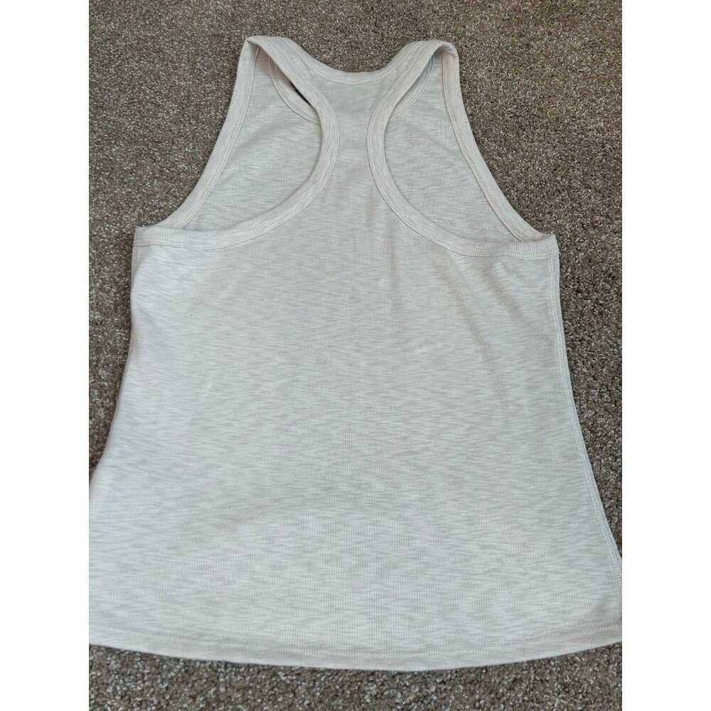 Vuori Tank ribbed khaki/off white women's SZ M athletic high crew neck - Picture 8 of 8